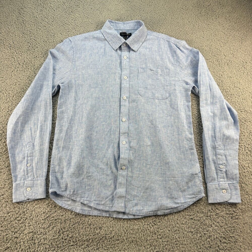 Silver Jeans Co Linen Blend Shirt Mens Medium Blue Triple 5 Breathable Summer